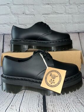 NWT Dr. Martens 1461 Vegan Mono Felix Platform Black Shoes Size 8